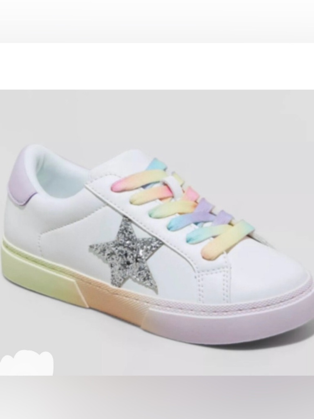 ART CLASS Kaitlyn Sneaker Rainbow Gradient Rainbow Laces Glitter Star Girls Sz 4